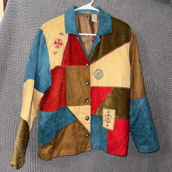 Koret Jackets & Blazers - Vintage Koret Women's Jacket Button Notting Hill Multi Color Block Patch Sz L